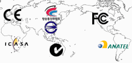 USA FCCEEurope CEEKorea KCCETaiwan NCC and BSMIEAustralia C-tickESouth Africa ICASAEBrazil ANATEL